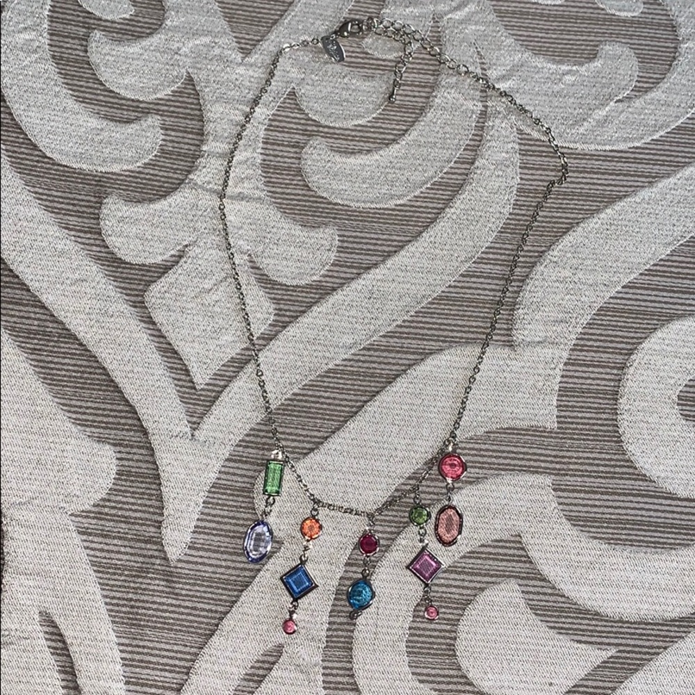 Silver colorful statement necklace